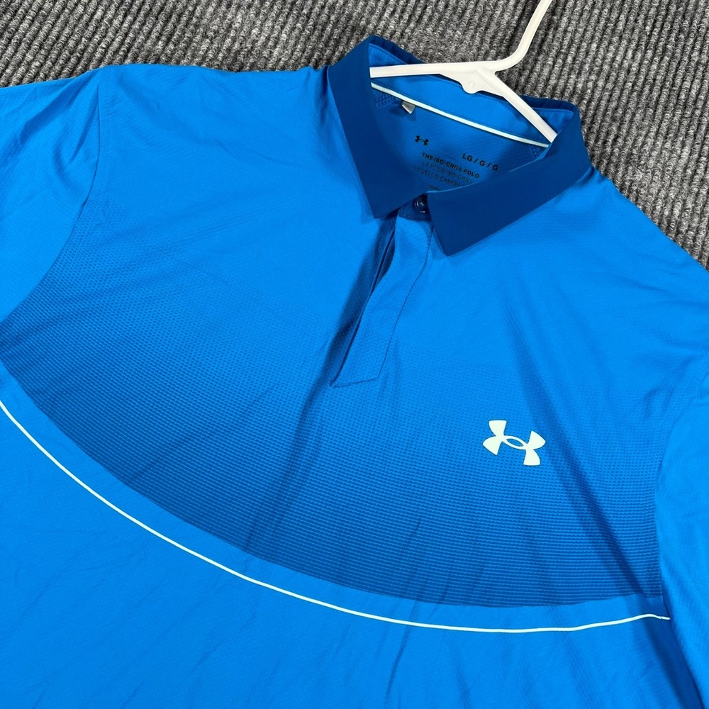 Under Armour Iso Chill Polo Shirt Mens Large Blue Short Sleeve Golf Performance